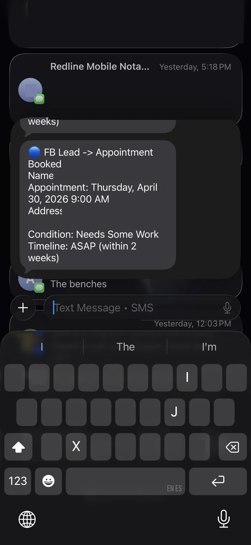 FB lead booked seller appointment — ASAP timeline, needs-some-work property.