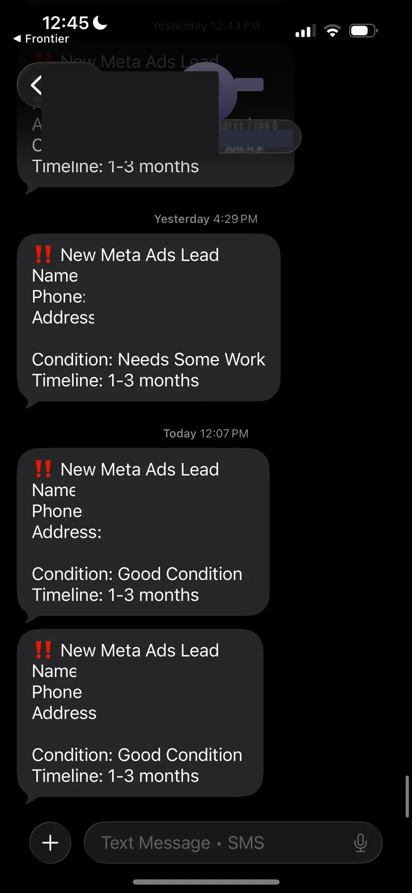 Three new Meta Ads leads in 24 hours — client campaign, Oregon markets.