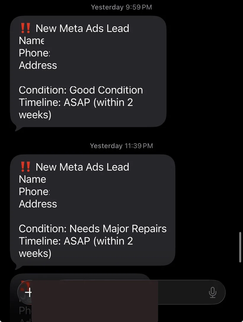 New Meta Ads leads — Lake Oswego and Myrtle Creek sellers, both ASAP timelines.