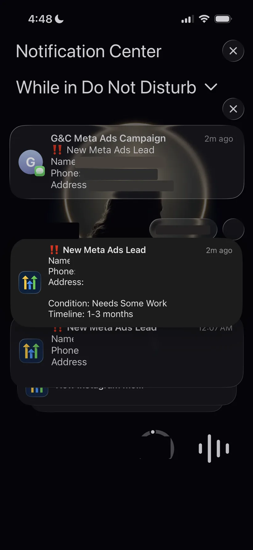 New Meta Ads lead delivered by SMS and HighLevel push at the same time — Denver seller.