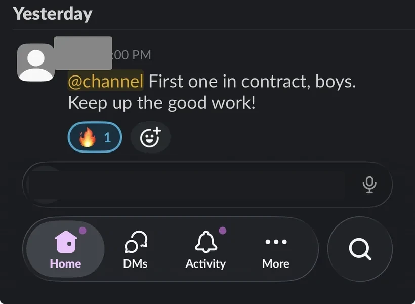 Client text: first lead under contract from the campaign.